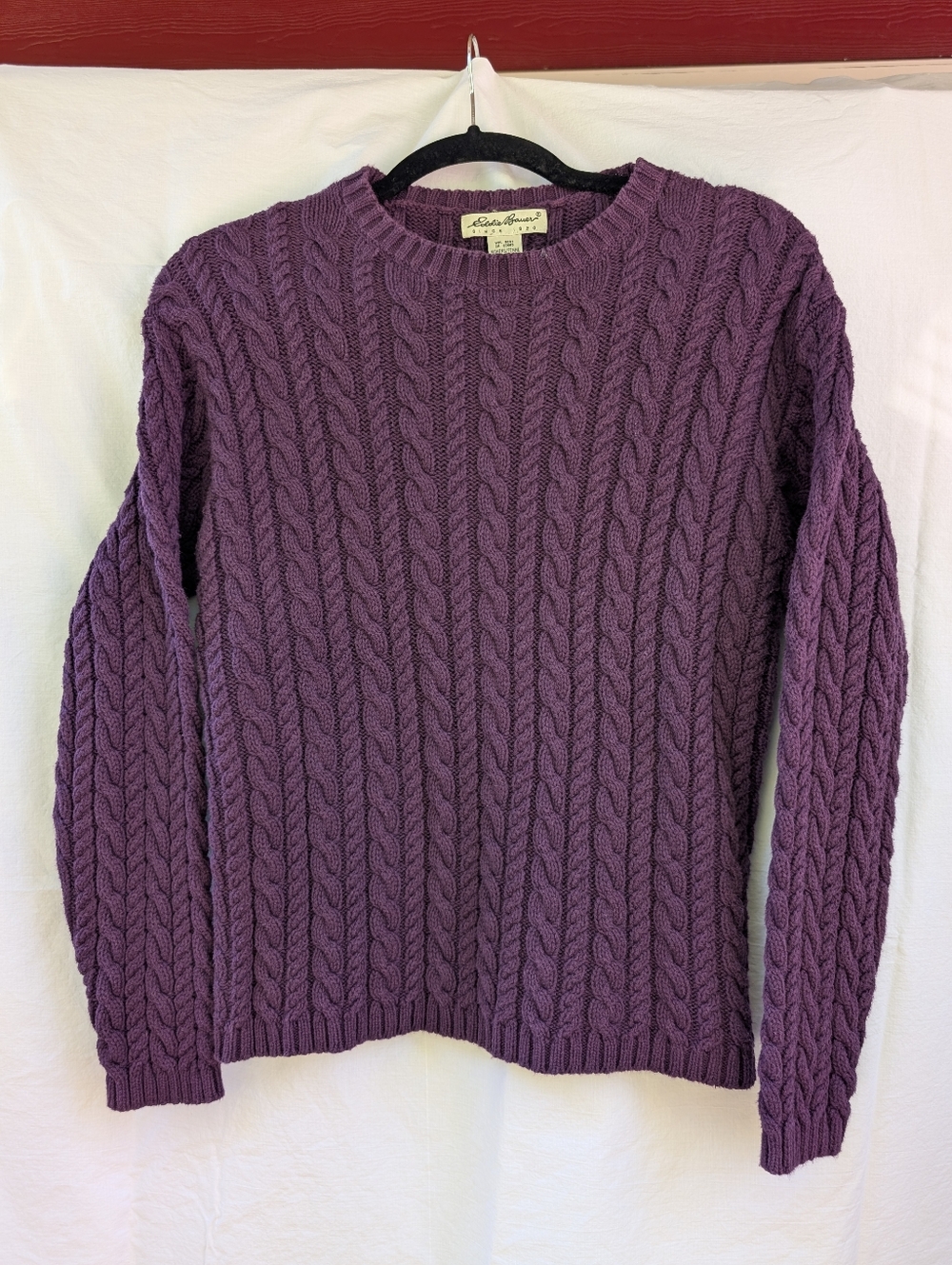 Eddie Bauer Cable Knit Sweater Cotton Purple Petite Small